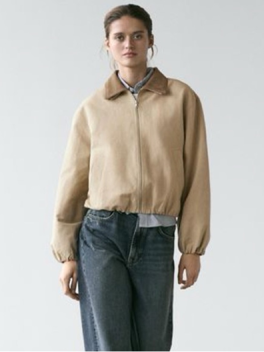 Massimo Dutti Jacket with Suede Collar